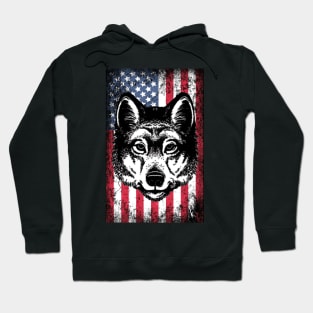 Patriotic Wolf American Flag Hoodie